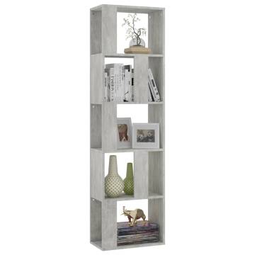 Stylish Concrete Grey Book Cabinet & Room Divider - 45x24x159 cm