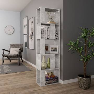 Stylish Concrete Grey Book Cabinet & Room Divider - 45x24x159 cm