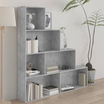 Stylish Book Cabinet & Room Divider in Concrete Grey - 155x24x160 cm