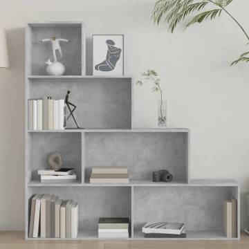 Stylish Book Cabinet & Room Divider in Concrete Grey - 155x24x160 cm