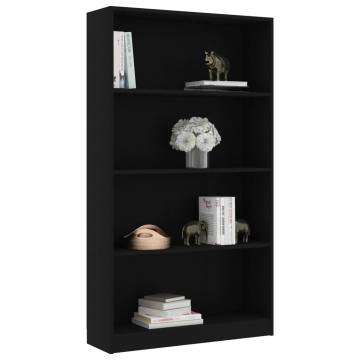 4-Tier Book Cabinet Black - Stylish & Durable Storage Solution