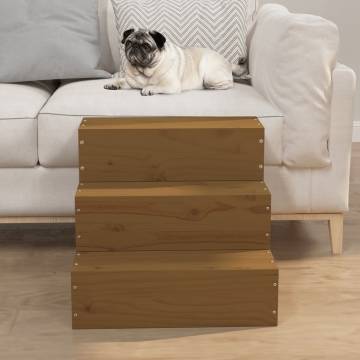 Pet Stair Honey Brown - Solid Wood Pine for Easy Access | HiPoMarket