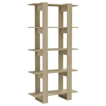 Sonoma Oak Book Cabinet & Room Divider - 80x30x160 cm