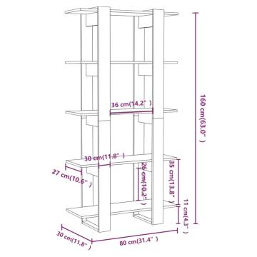 Sonoma Oak Book Cabinet & Room Divider - 80x30x160 cm