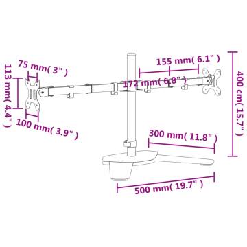 Dual Monitor Stand - Adjustable Black Steel, VESA 75/100 mm