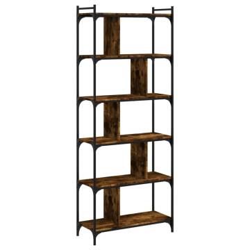 6-Tier Smoked Oak Bookcase - Stylish Storage Solution