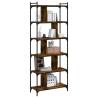 6-Tier Smoked Oak Bookcase - Stylish Storage Solution