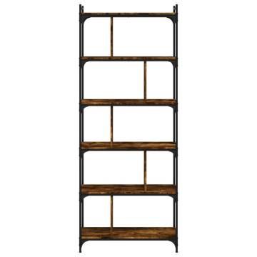 6-Tier Smoked Oak Bookcase - Stylish Storage Solution