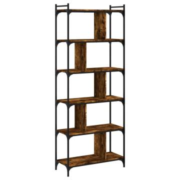 6-Tier Smoked Oak Bookcase - Stylish Storage Solution