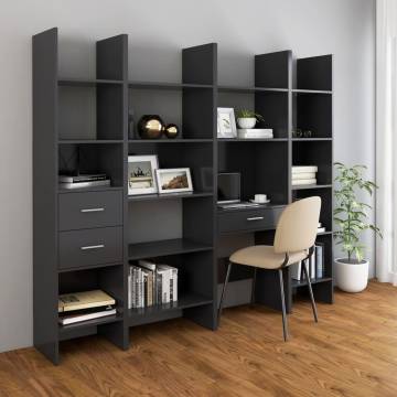 Stylish Grey Book Cabinet - 40x35x180 cm Engineered Wood