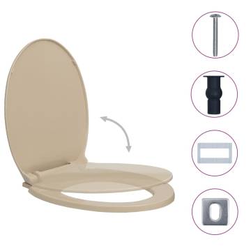 Soft-Close Toilet Seat Quick Release Beige Oval for Home & Hotel