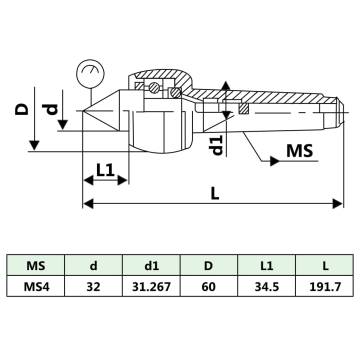 Revolving Live Center MT4 - Precision Tool for Woodturning