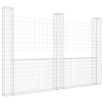 U-Shape Gabion Basket with 3 Posts - 260x20x200 cm