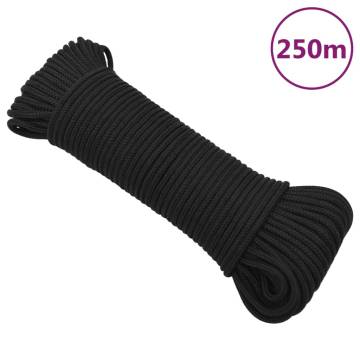 Boat Rope Full Black 3mm 250m Polypropylene - Durable & Versatile