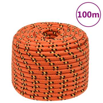 Boat Rope Orange 12mm 100m - Durable Polypropylene Rope