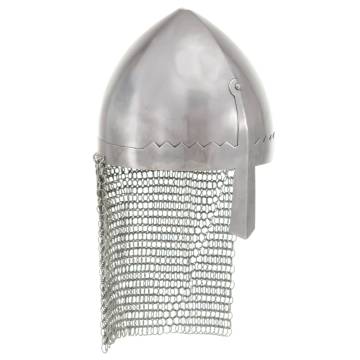 Knight Helmet Antique Replica - LARP Silver Steel - Hipomarket