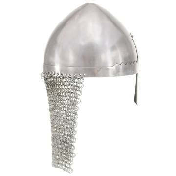 Knight Helmet Antique Replica - LARP Silver Steel - Hipomarket