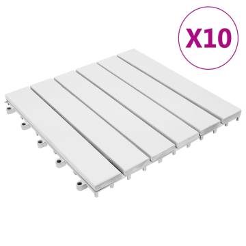 10 Pcs White Acacia Wood Decking Tiles - 30x30 cm