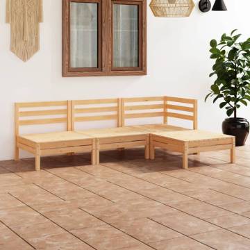 4 Piece Garden Lounge Set - Durable Solid Pinewood