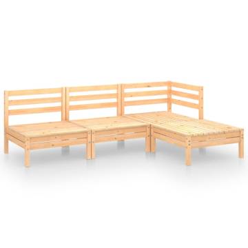 4 Piece Garden Lounge Set - Durable Solid Pinewood