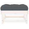 Garden Footstool with Cushion - White Solid Pine Wood