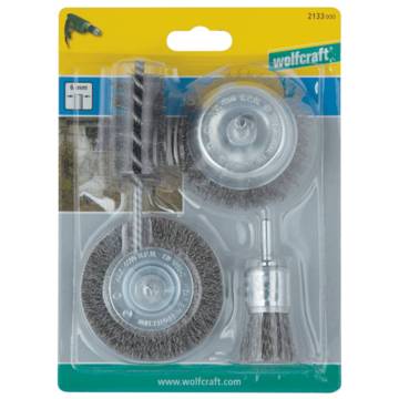 Wolfcraft Wire Brush Set 4 Pieces - Perfect for Cleaning