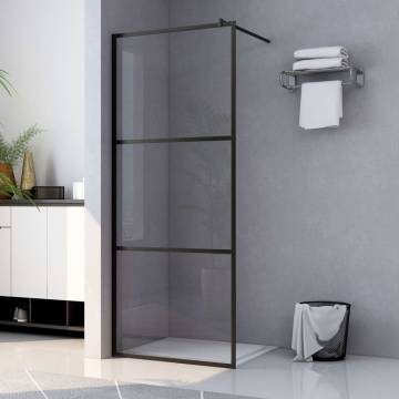 Walk-in Shower Wall with Clear ESG Glass - Black 115x195 cm