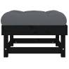 Garden Footstool with Cushion - Black Solid Pine Wood