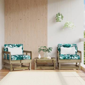 Garden Chairs with Cushions - 2 pcs Impregnated Wood Pine