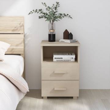 Stylish HAMAR Honey Brown Bedside Cabinet - Solid Wood Pine