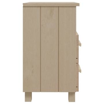 Stylish HAMAR Honey Brown Bedside Cabinet - Solid Wood Pine