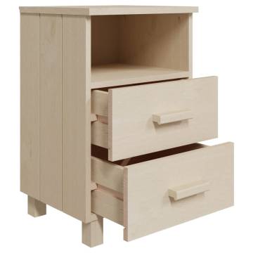 Stylish HAMAR Honey Brown Bedside Cabinet - Solid Wood Pine