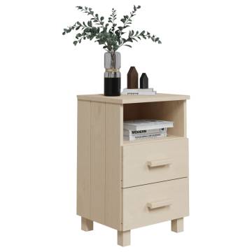 Stylish HAMAR Honey Brown Bedside Cabinet - Solid Wood Pine