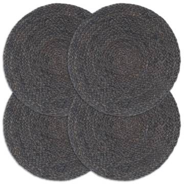 Placemats 4 pcs Plain Dark Grey Round Jute - Hipomarket