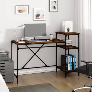 Desk with Shelves Smoked Oak - Industrial Style Furniture