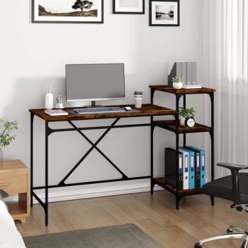 Desk with Shelves Smoked Oak - Industrial Style Furniture