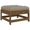 Garden Footstool with Cushion - Honey Brown Solid Pine Wood