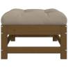 Garden Footstool with Cushion - Honey Brown Solid Pine Wood