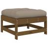 Garden Footstool with Cushion - Honey Brown Solid Pine Wood