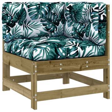 Stylish Corner Sofa with Cushions - Impregnated Pine Wood