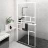 Walk-in Shower Wall with Shelf White 100x195 cm ESG Glass&Aluminium Colour white Size 100 x 195 cm Model pattern 2 