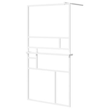 Walk-in Shower Wall with Shelf White 100x195 cm - ESG Glass