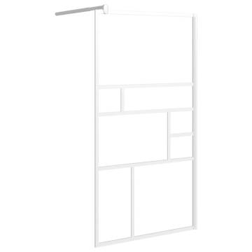 Walk-in Shower Wall with Shelf White 100x195 cm - ESG Glass