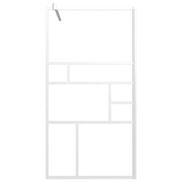 Walk-in Shower Wall with Shelf White 100x195 cm - ESG Glass