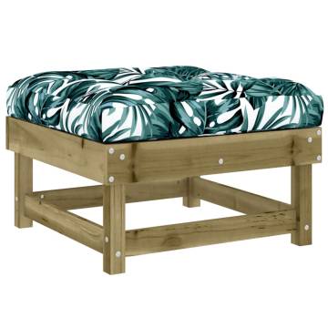 Garden Footstool with Cushion - Impregnated Pine Wood