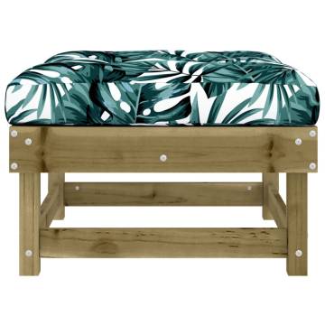 Garden Footstool with Cushion - Impregnated Pine Wood