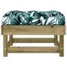 Garden Footstool with Cushion - Impregnated Pine Wood