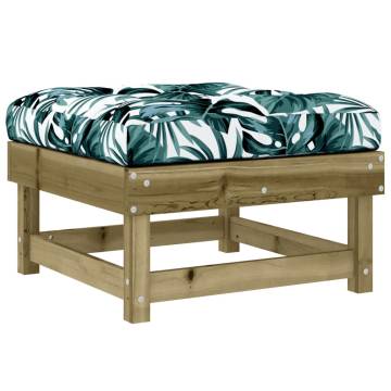 Garden Footstool with Cushion - Impregnated Pine Wood