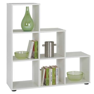 FMD Room Divider with 6 Compartments - Modern White Design