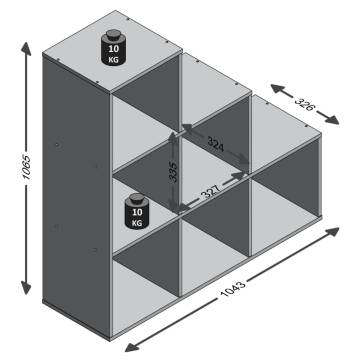 FMD Room Divider with 6 Compartments - Modern White Design